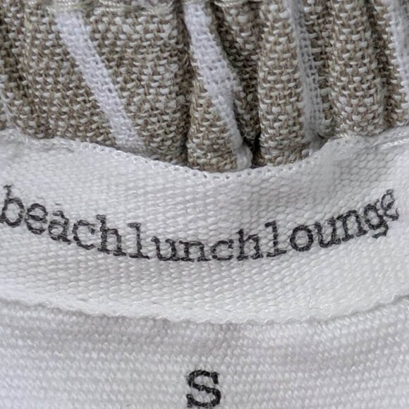 Beach Lunch Lounge Capri Pull On Womens Small Linen Blend Crop Tan Striped - Picture 9 of 11